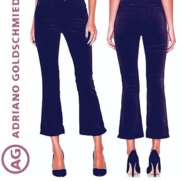 Ag Adriano Goldschmied Pants - AG Adriano Goldschmied 30 The Jodi Crop Blue Velvet High Rise Slim Flare